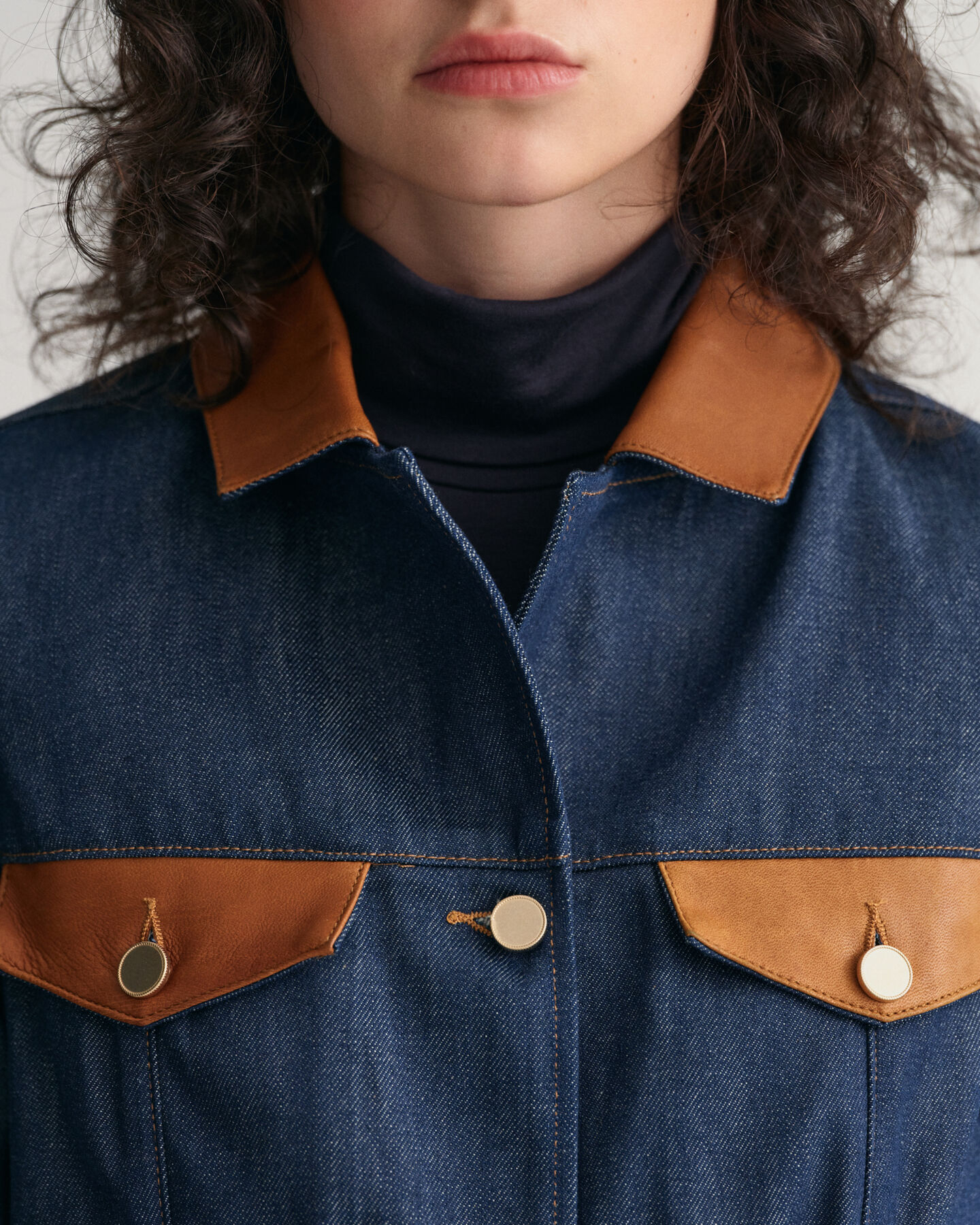 Denim Leather Detail Jacket