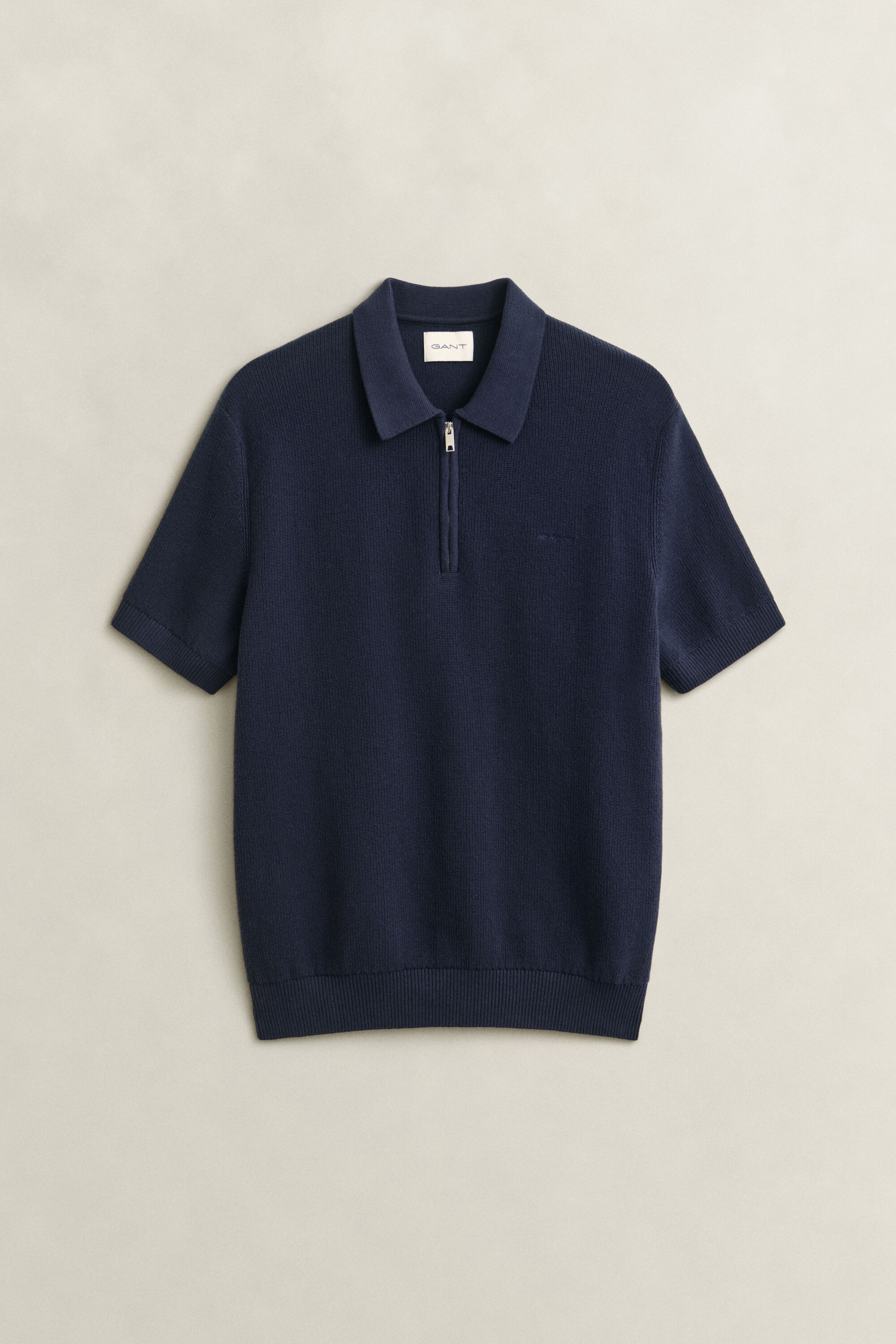 Ribbed Cotton Polo Sweater