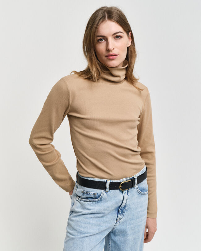 Ribbed Long Sleeve Turtleneck Top