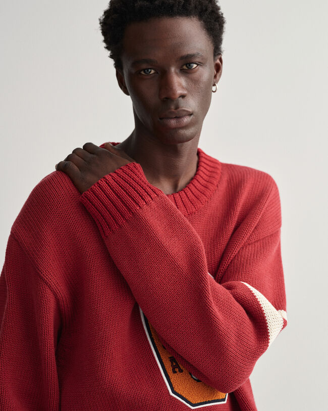 Oversized Letterman Crew Neck Sweater