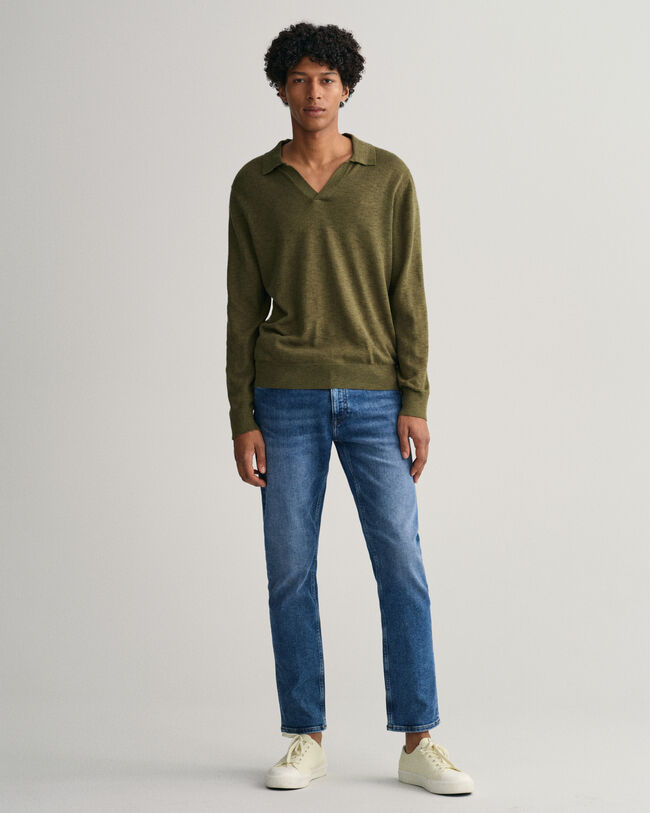 Cotton Linen Polo Sweater