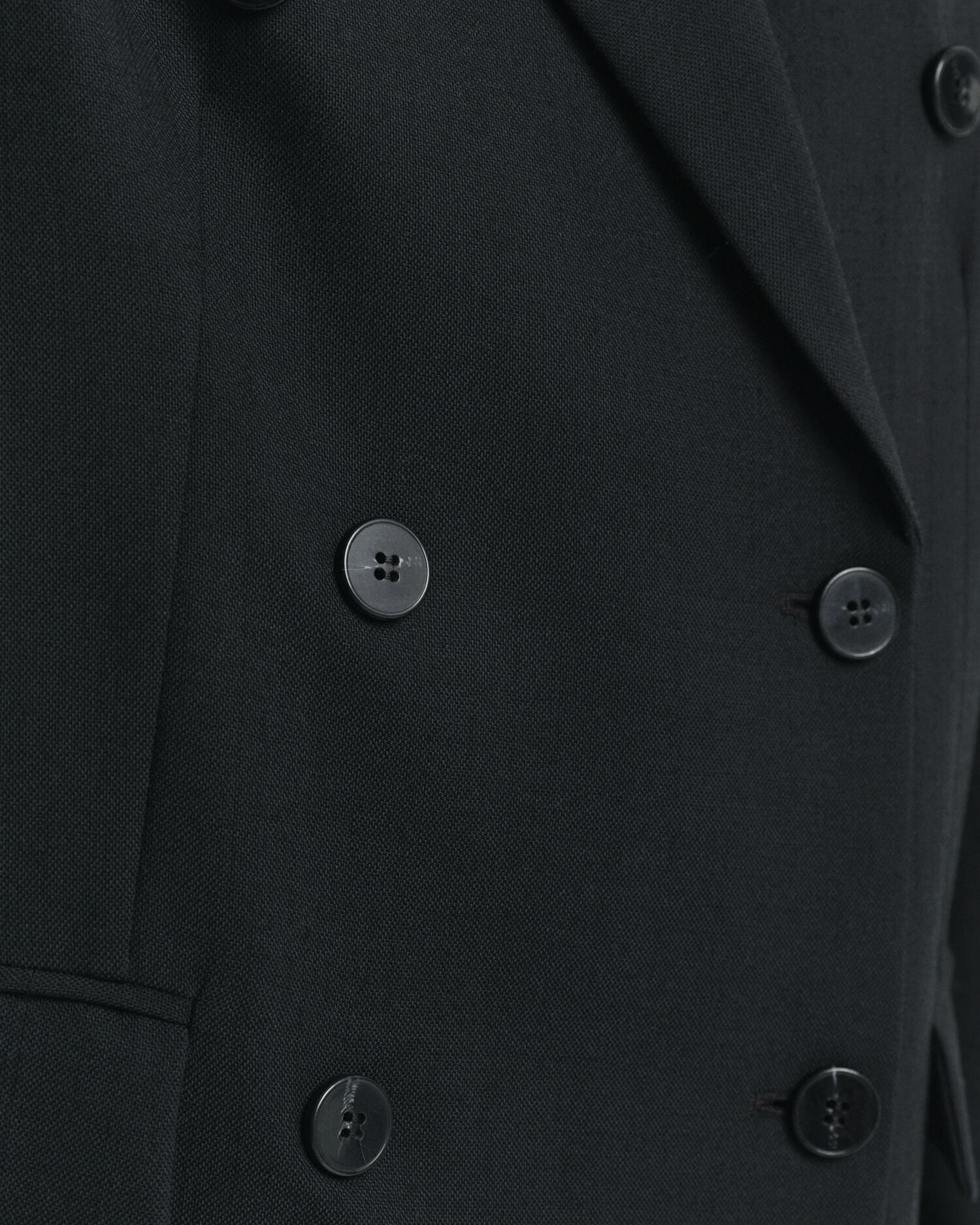 Relaxed Fit Double Breasted Wool Blend Hopsack Blazer