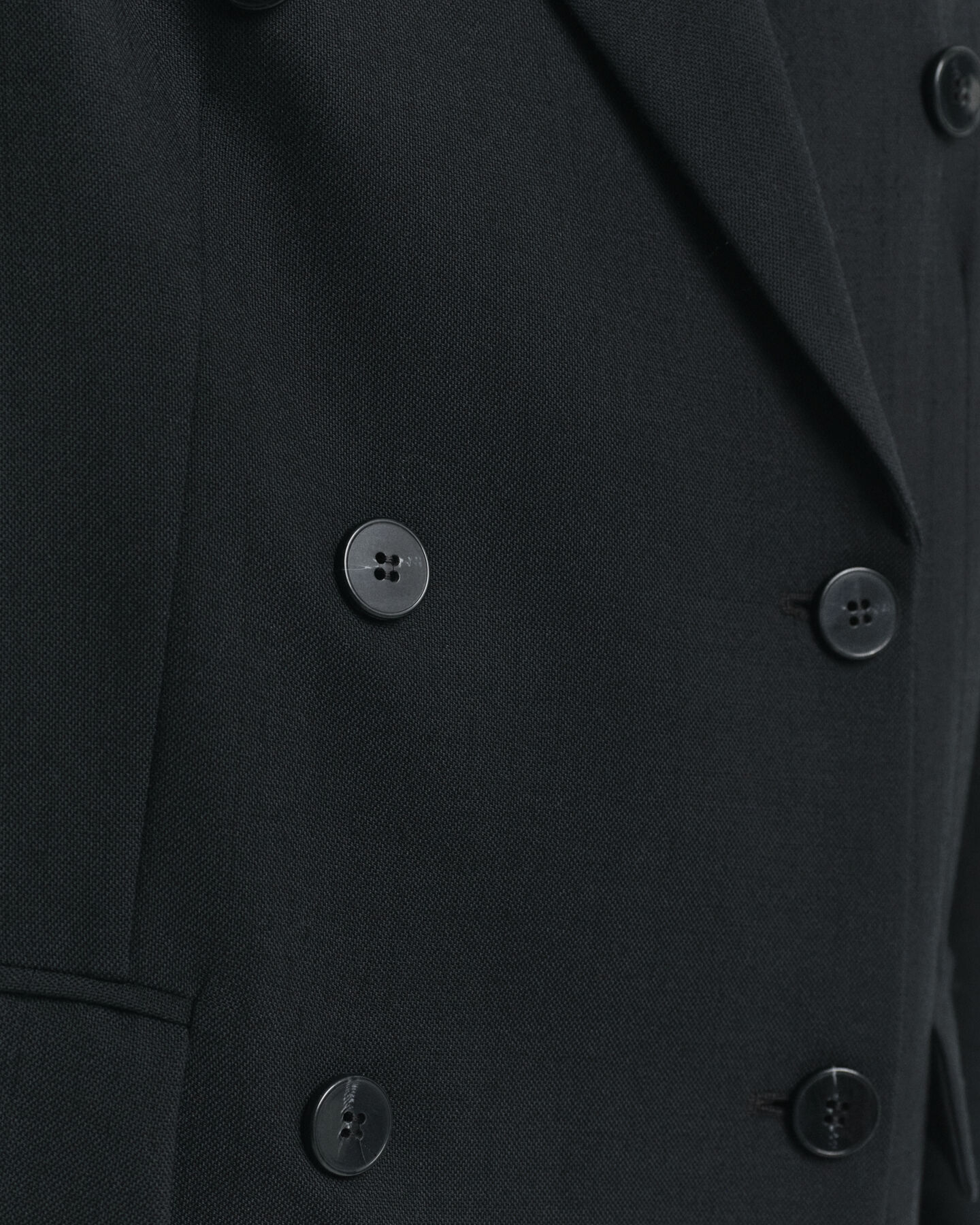 Relaxed Fit Double Breasted Wool Blend Hopsack Blazer