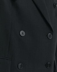 Relaxed Fit Double Breasted Wool Blend Hopsack Blazer