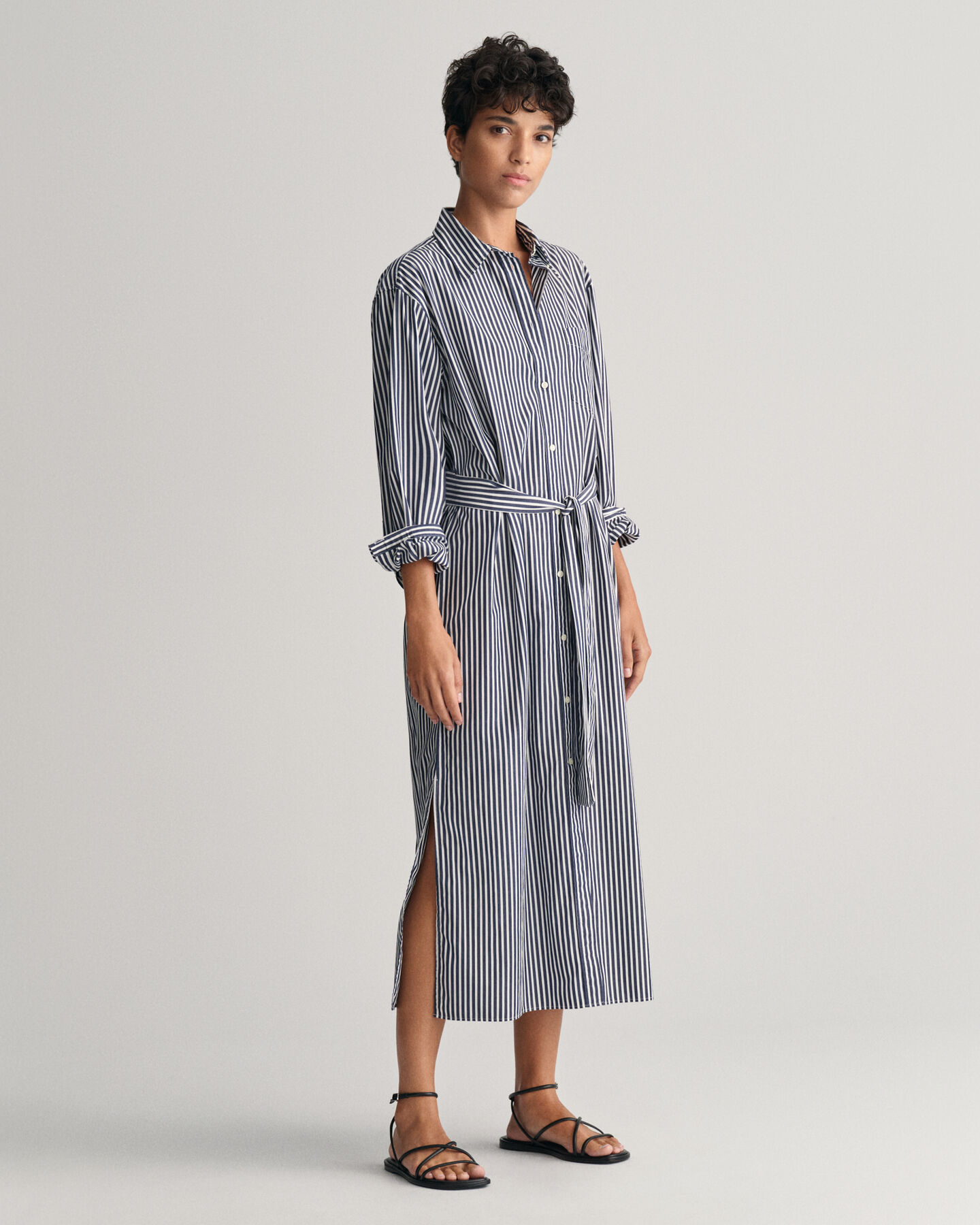 Striped Poplin Shirt Dress