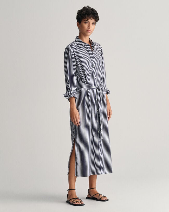 Striped Poplin Shirt Dress