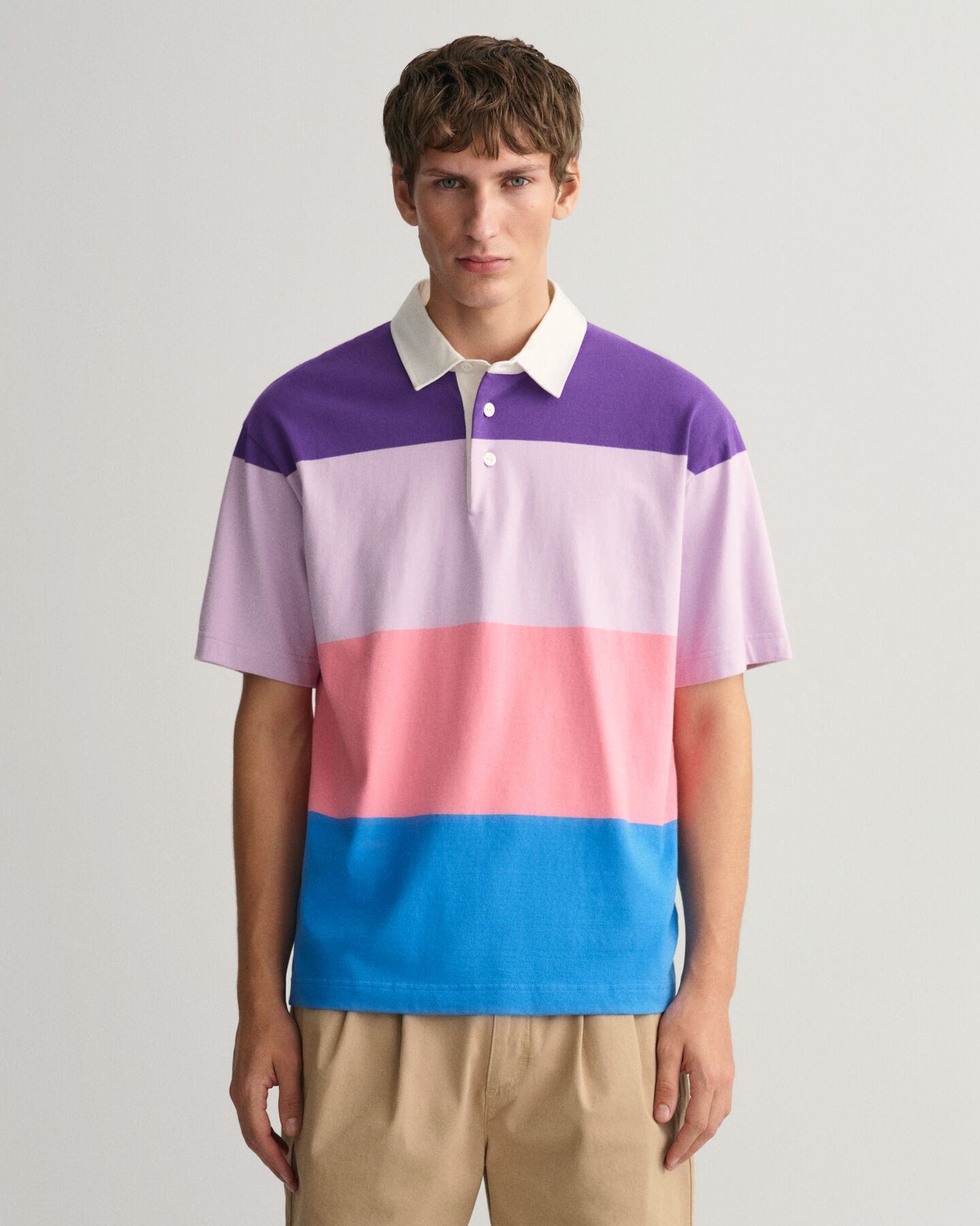 Retro Block Stripe Short Sleeve Rugger