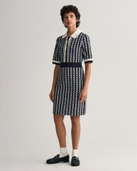 Chain Jacquard Mid Sleeve Polo Dress