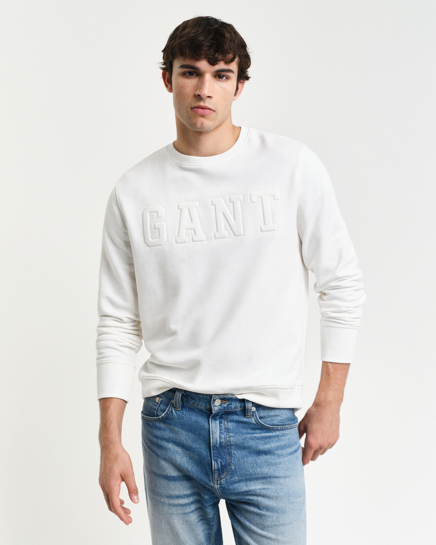 Embossed Crew Neck Sweatshirt