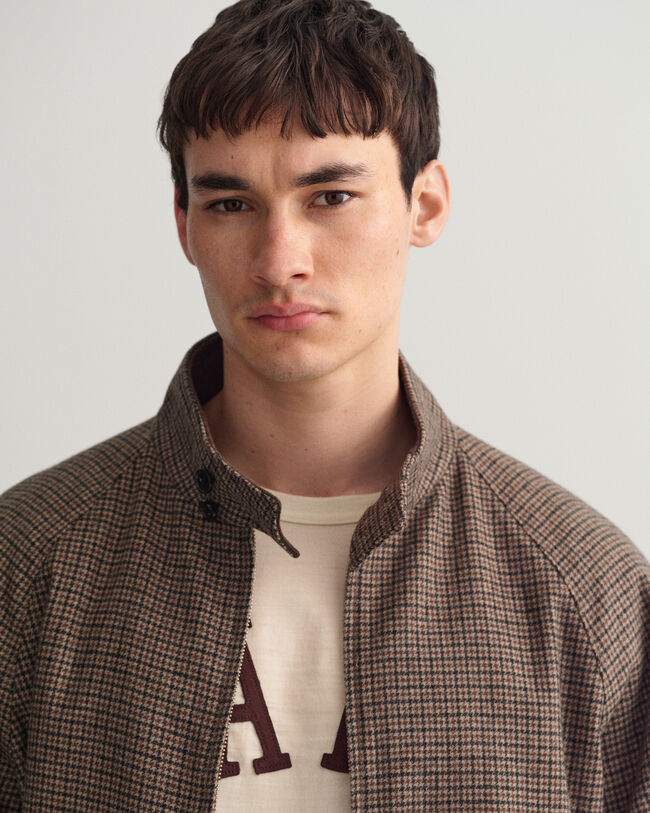 Checked Wool Harrington Jacket