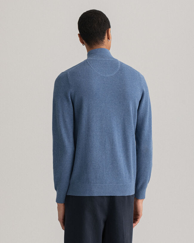 Cotton Piqu&eacute; Half-Zip Sweater
