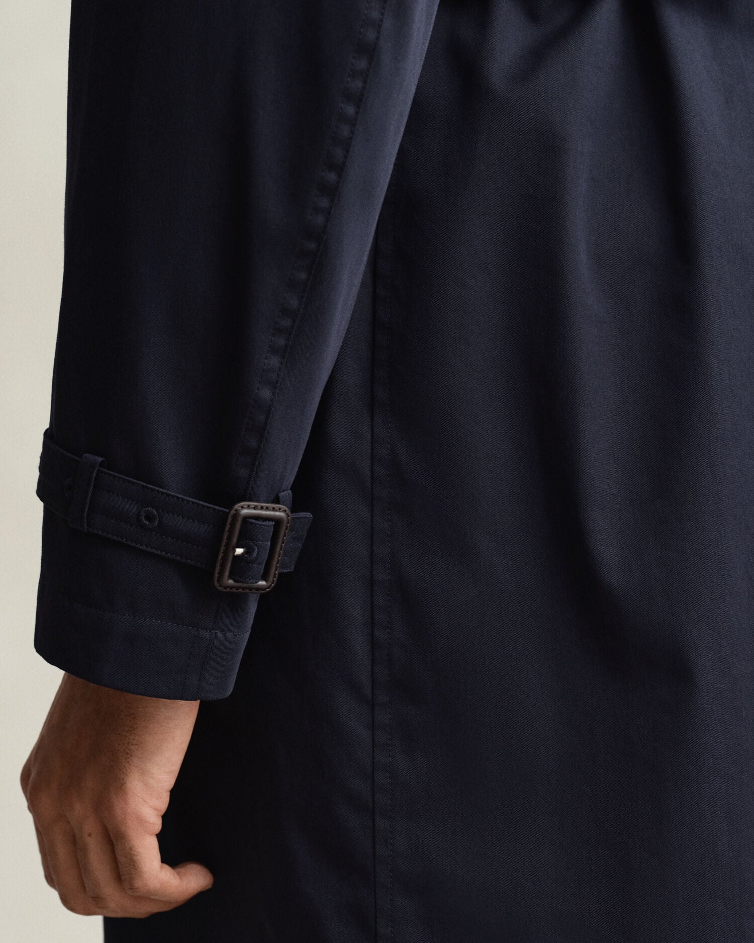 Cotton Blend Trench Coat — EVENING BLUE