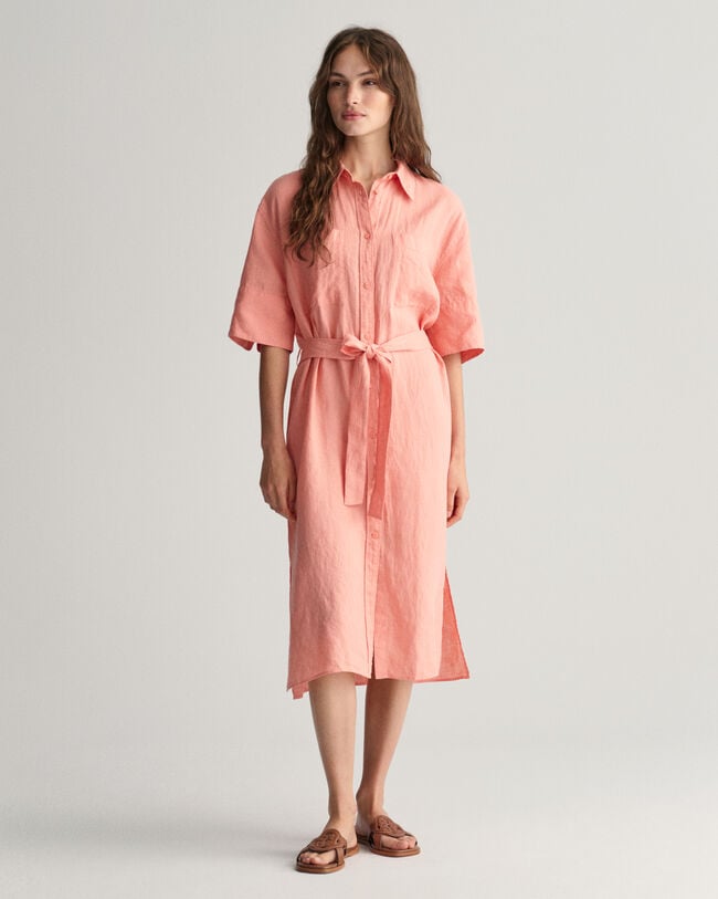 Linen Short Sleeve Shirt Dress