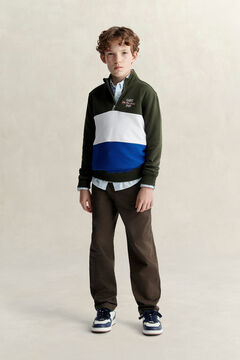 Teen Boys Color Block Half-Zip Sweatshirt — DARK MOSS GREEN 6