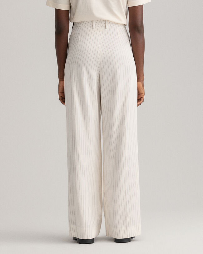 Wide Leg Pleated Pinstripe Pants