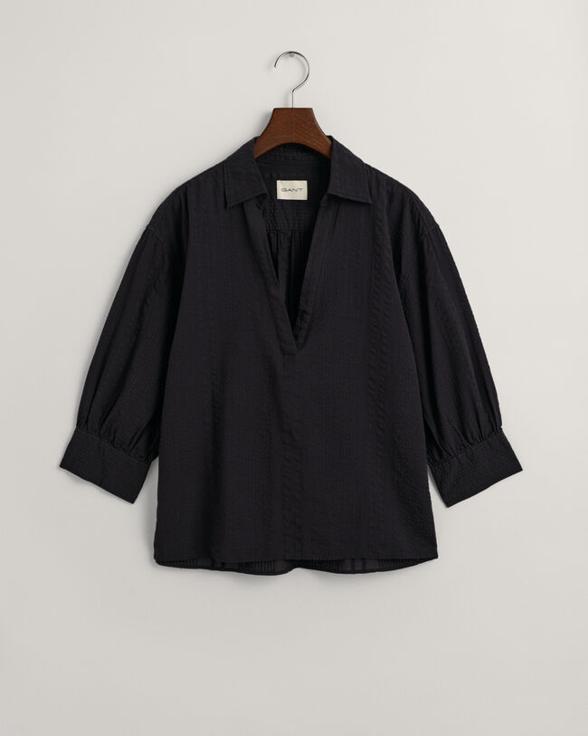 Relaxed Fit Seersucker Striped Popover Shirt