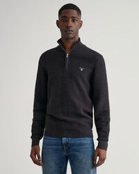 Cotton Texture Half-Zip Sweater