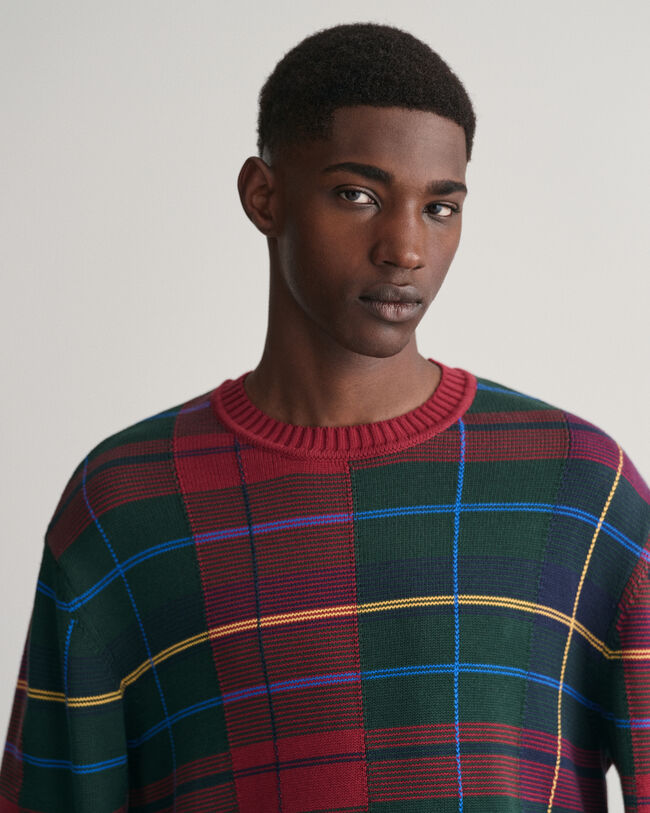 Tartan Jacquard Crew Neck Sweater