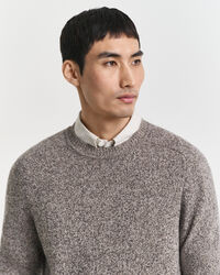 Wool Blend Mouliné Crew Neck Sweater