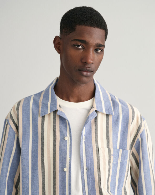 Relaxed Fit Wide Striped Short Sleeve Shirt