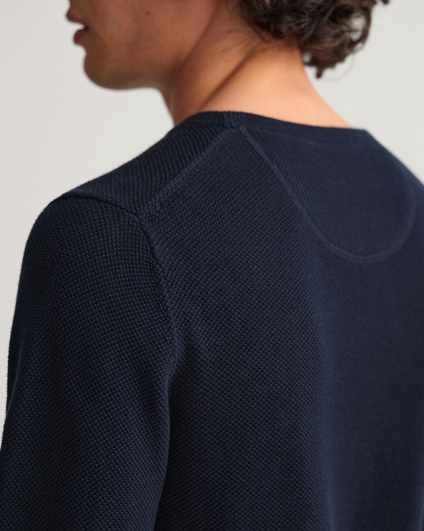 Cotton Piqu&eacute; Crew Neck Sweater