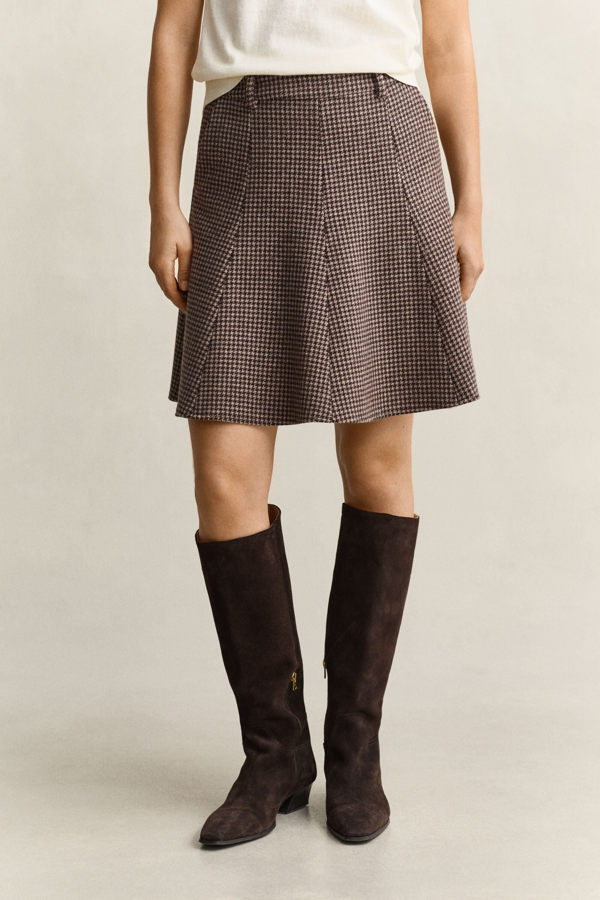 Flared Houndstooth Skirt