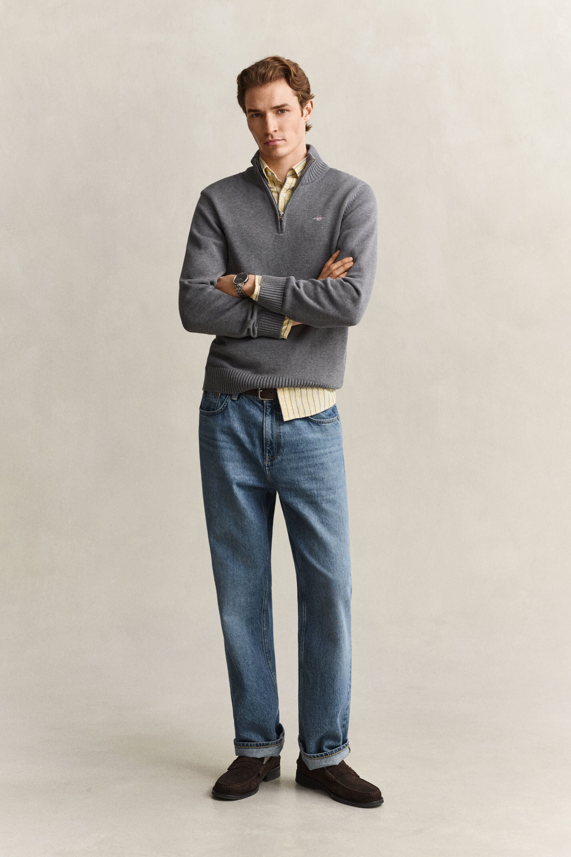 Casual Cotton Half-Zip Sweater