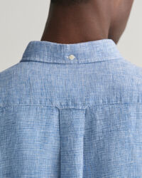 Regular Fit Houndstooth Linen Short Sleeve Shirt