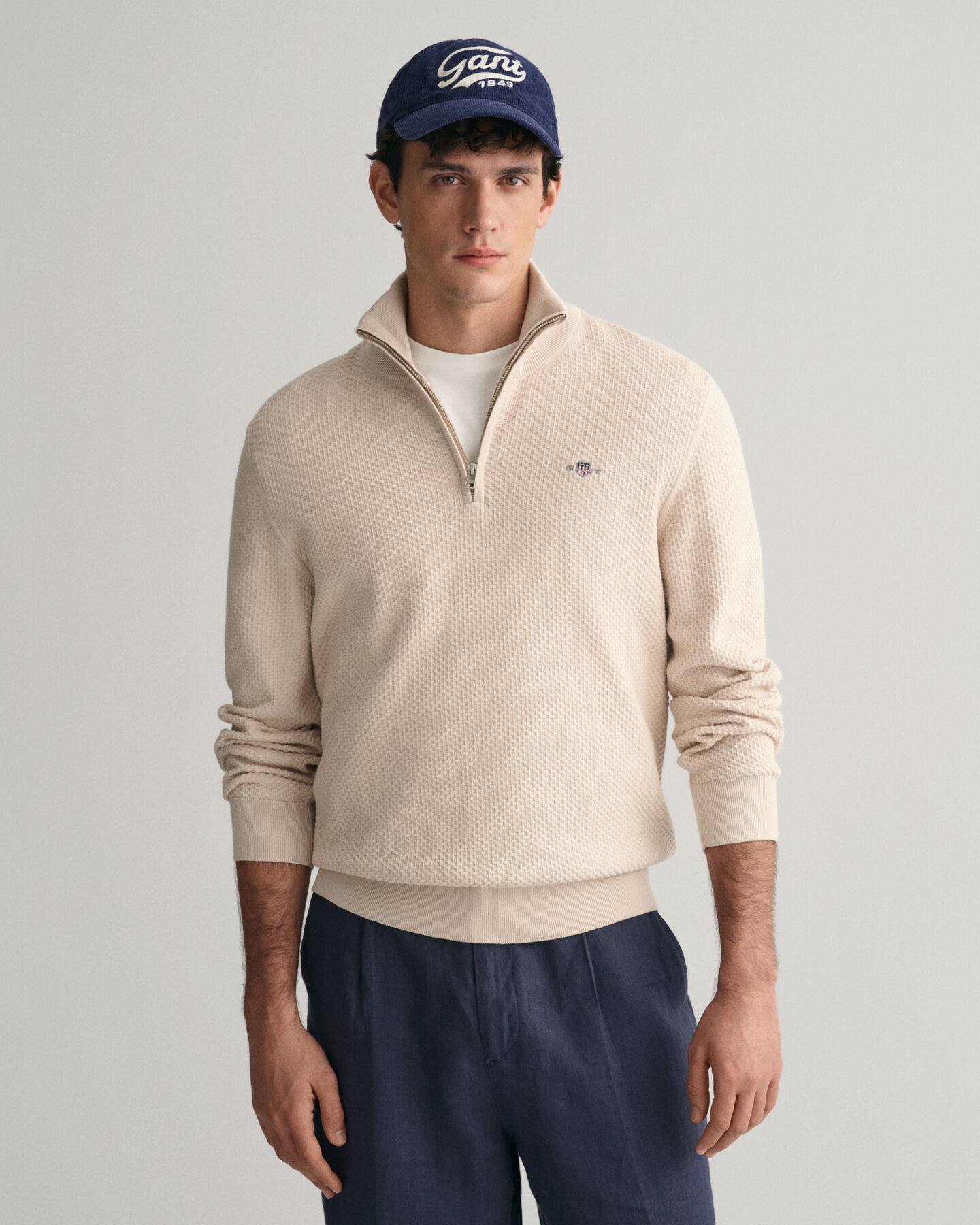 Structured Cotton Half-Zip Sweater