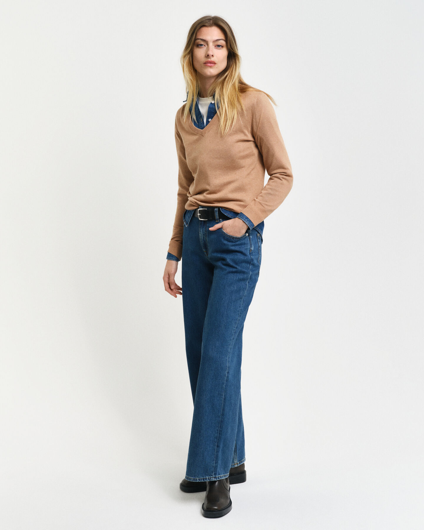 Fine Knit V-Neck Sweater