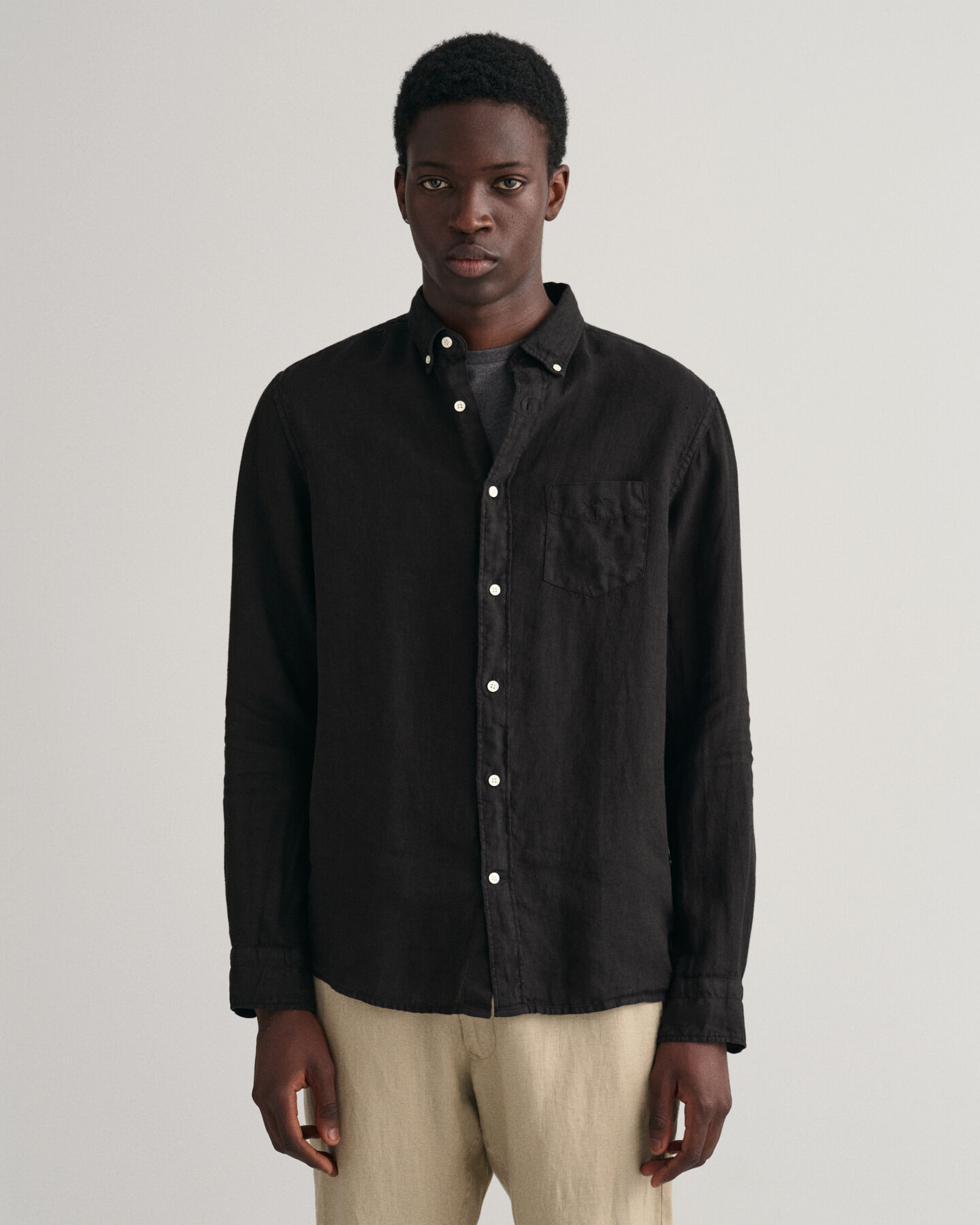 Regular Fit Garment-Dyed Linen Shirt