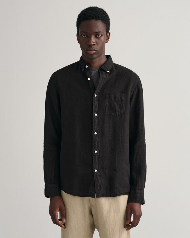 Regular Fit Garment-Dyed Linen Shirt