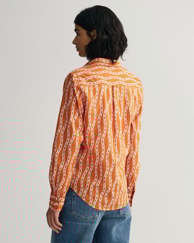 Regular Fit Chain Print Cotton Voile Shirt