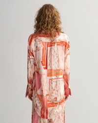 Relaxed Fit Sailing Print Silk Shirt