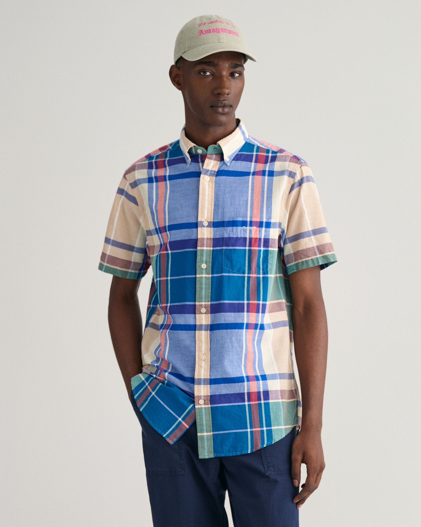 Regular Fit Indian Madras Short Sleeve Shirt