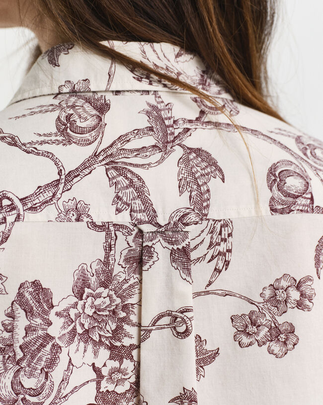 Regular Fit Tree Printed Cotton Voile Shirt