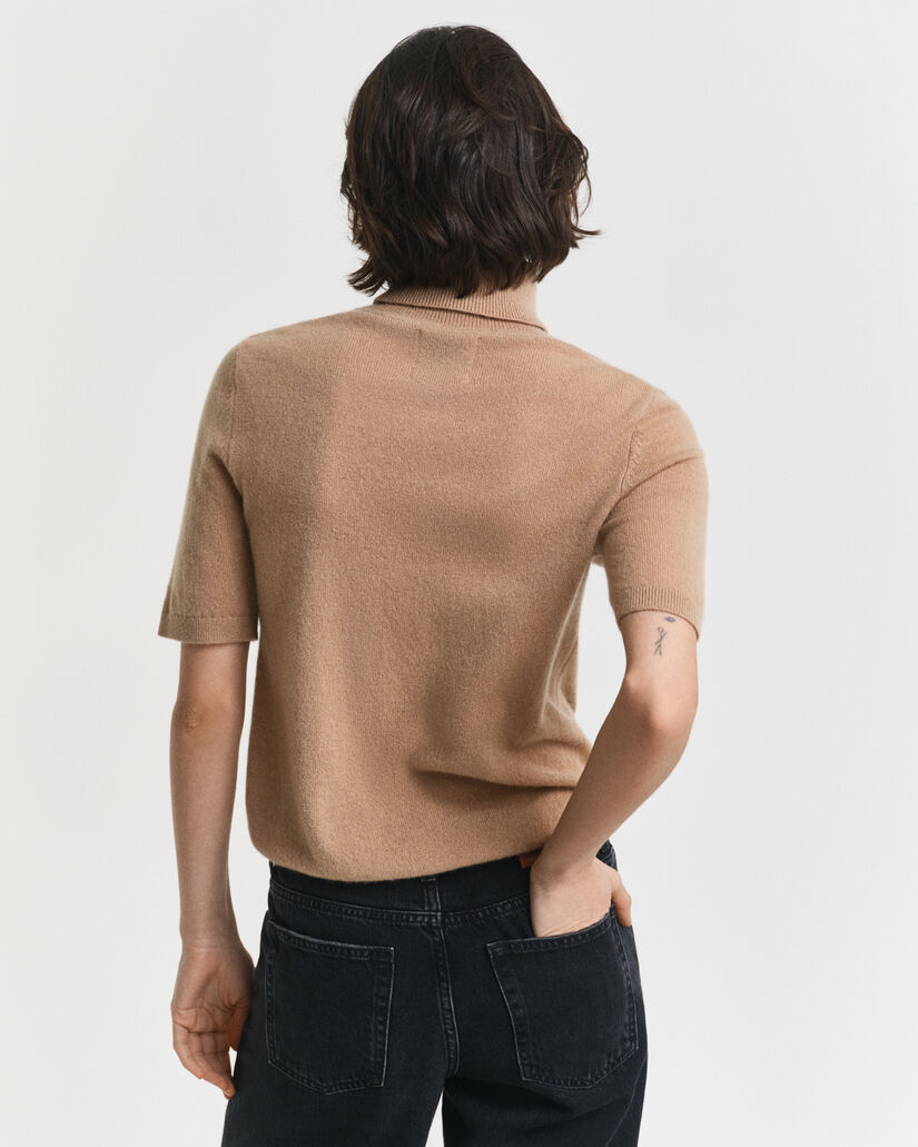 Short Sleeved Cashmere Turtleneck Sweater