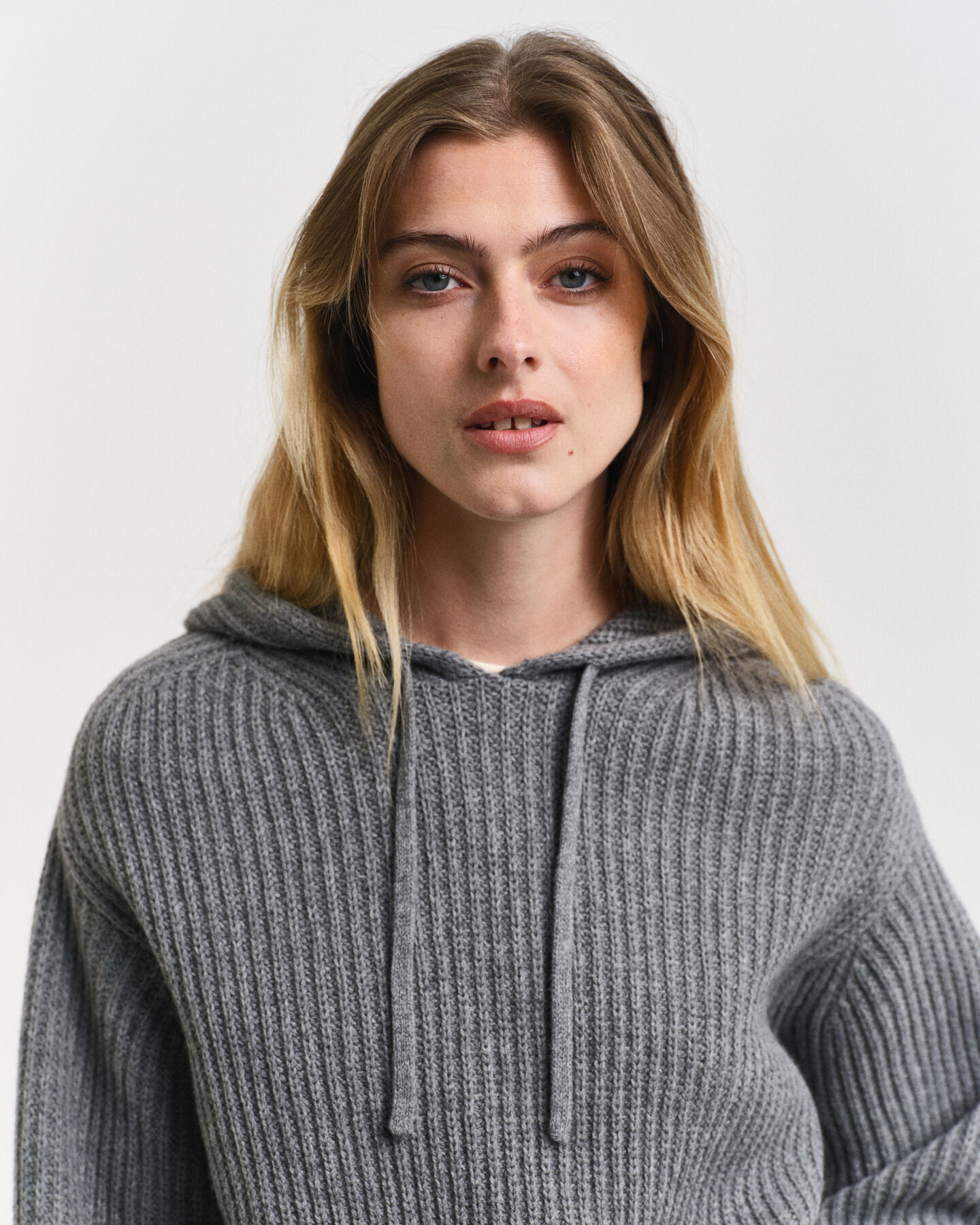 Ribbed Knitted Hoodie