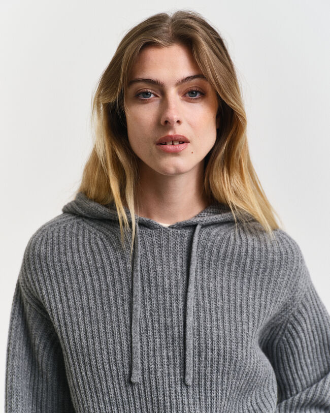 Ribbed Knitted Hoodie