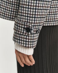 Short Checked Wool Blend Car Coat