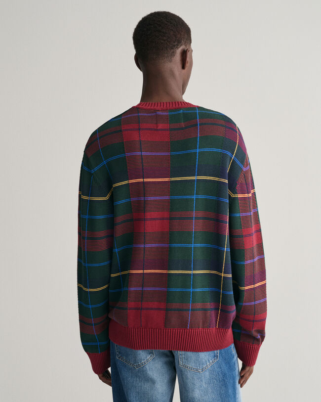 Tartan Jacquard Crew Neck Sweater