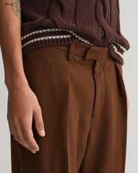 Wide Leg Wool Crepe Suit Pants