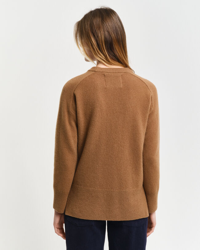 Wool Cashmere Blend Crew Neck Sweater
