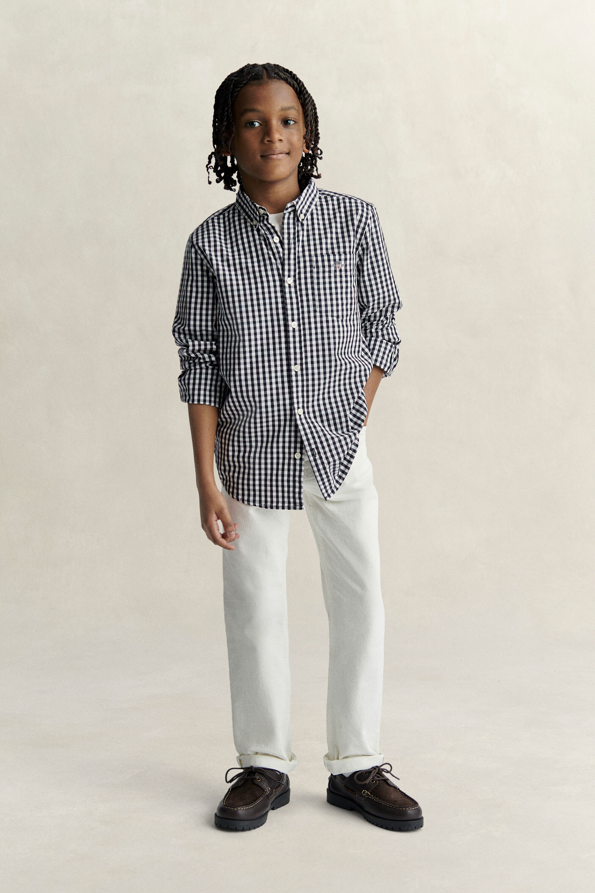 Teen Boys Gingham Poplin Shirt