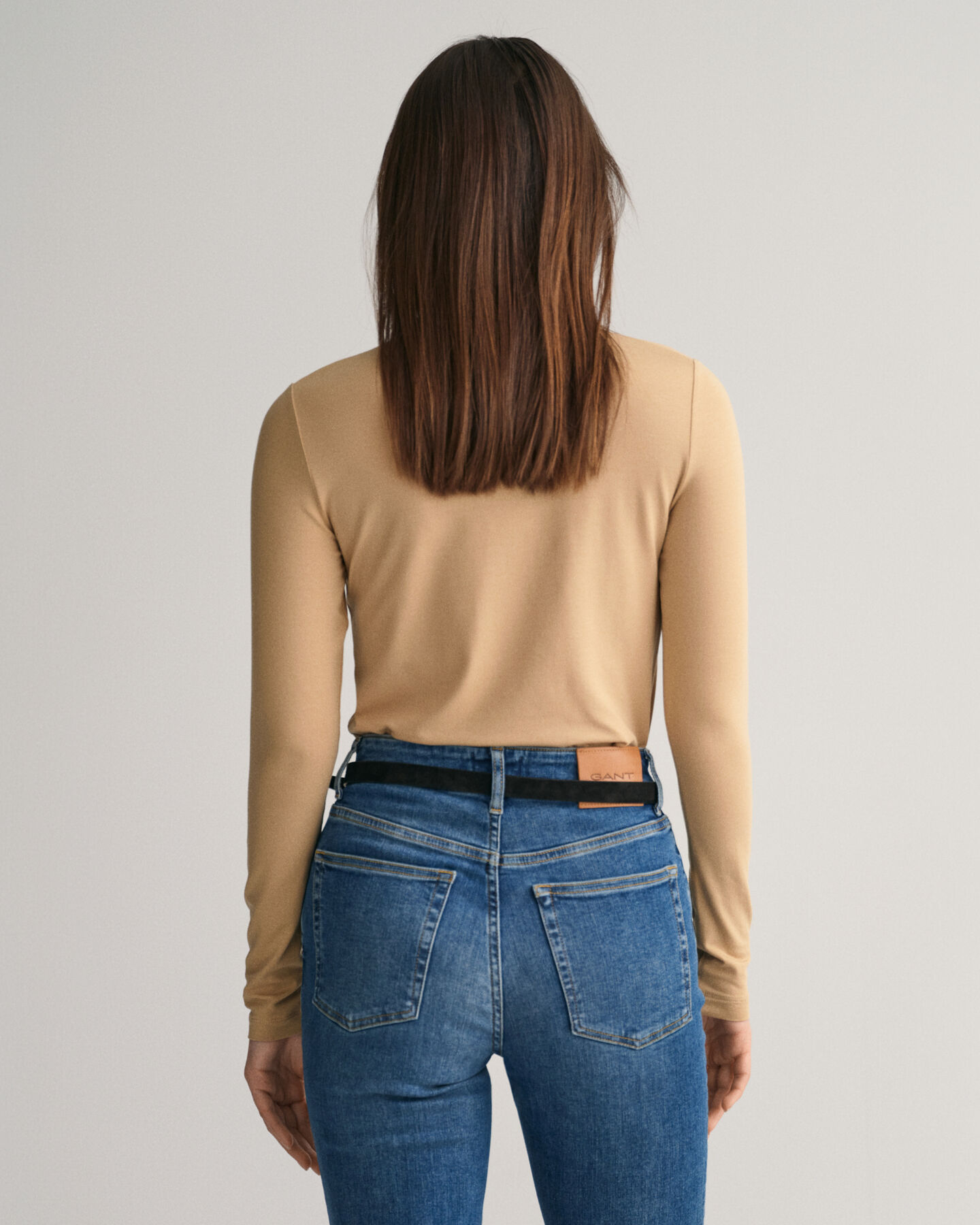 Jersey Long Sleeve Turtleneck Sweater