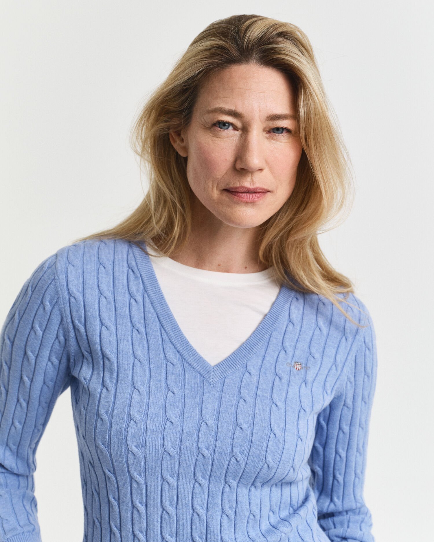 Cable Knit V-Neck Sweater