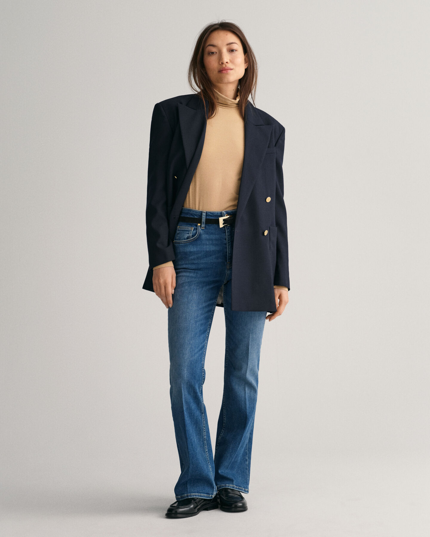 Jersey Long Sleeve Turtleneck Sweater