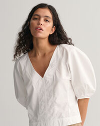 Balloon Sleeve V-Neck Top