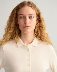 Detail Collar Long Sleeve Piqu&eacute; Polo Shirt