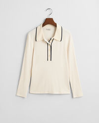 Ribbed Long Sleeve Polo Shirt